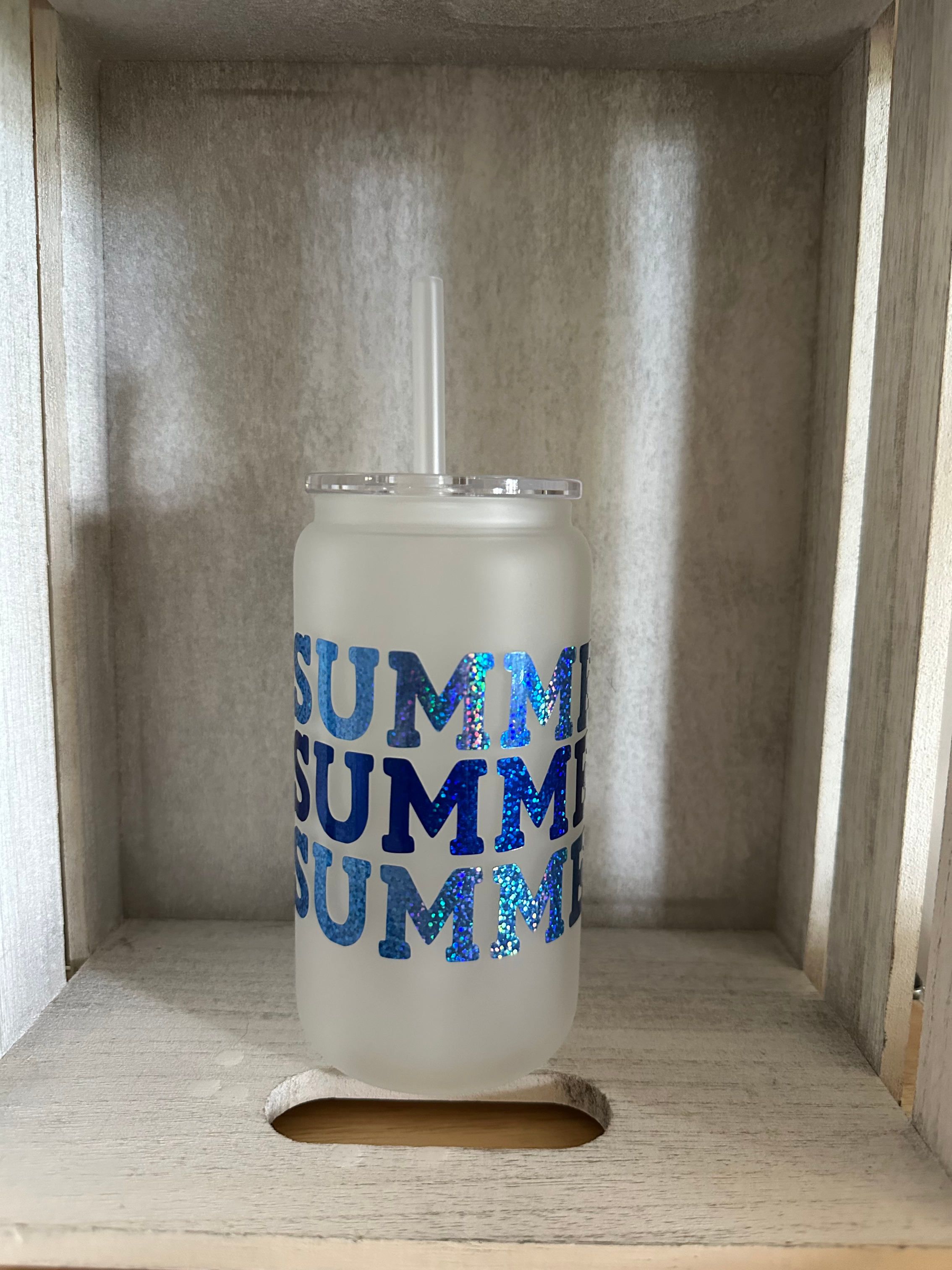 🌊 Summer Glitter Can Glass